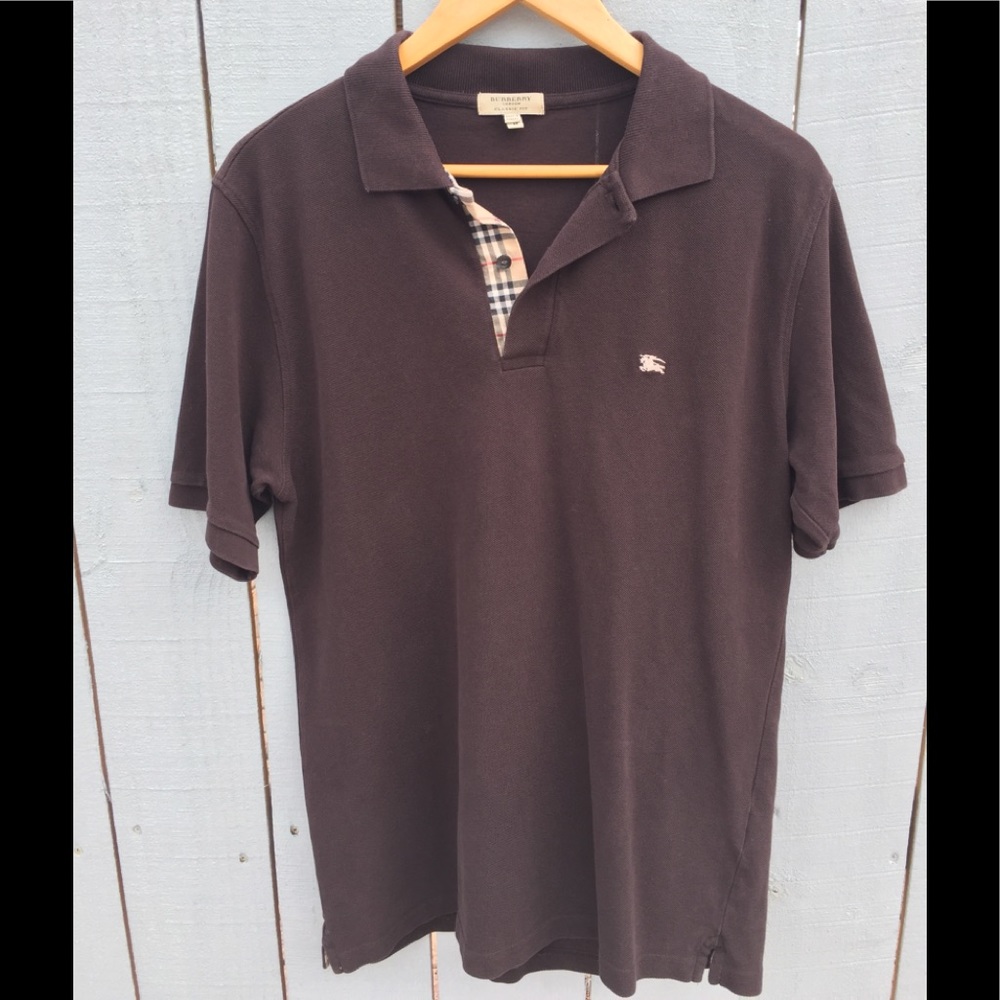 Burberry London Classic Fit Brown Polo Size Medium